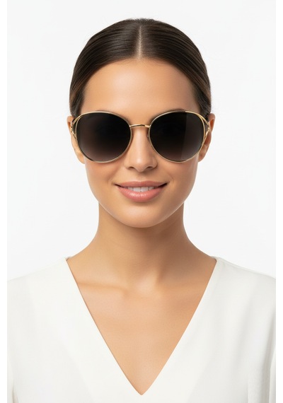 Daniel Klein Dk4329-2 Siyah Gold Grace Round Modern Tasarım Premium Kadın Güneş Gözlüğü Gold