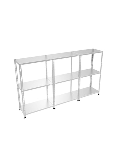 Raf Burada  3 Katlı 3'Lü Bitişik Galvaniz Çelik Raf. Depo, Dosya, 43x93x100 cm- 0.70 mm