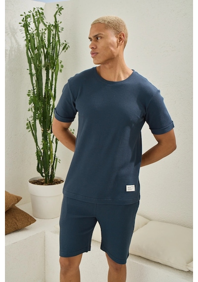 Angbutik Erkek Pijama Takımı Kocabey 2020 Erkek O Yaka Şortlu Takım Füme