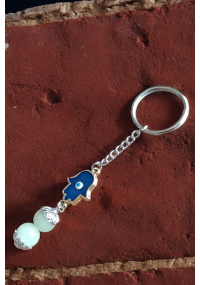 Fosfor Taşı Anahtarlık Nazarlık 2 Takım Gerçek Fosfor Taşı Anahtarlık Fatima Hamsa El Takısı