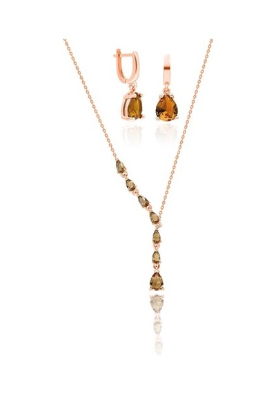 Kolye Ve Küpe Rose Gümüş Zultanit Taşlı Kadın Takısı Set-403