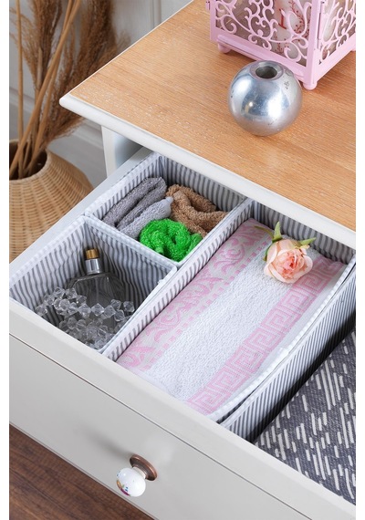 3 Bölmeli 4 Parça Çekmece İçi Düzenleyici Organizer Beyaz/gri