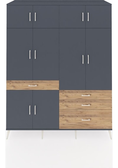 Kronos Gardrop 5 Raflı 4 Çekmeceli 2 Askılı 176x59x221 Antrasit-antrasit/çam Antrasit/çam Kronos Gardrop 5 Raflı 4 Çekmeceli 2 Askılı 176x59x221 Antrasit-antrasit/çam Antrasit/çam