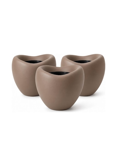 So-lale02 Lale Saksı Plastik Modern İç Kovalı 25 Lt Mocha 3 Adet