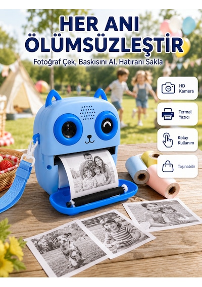 Çocuklar İçin Termal Baskılı Dijital Fotoğraf Makinesi Ön Ve Arka Kameralı 1