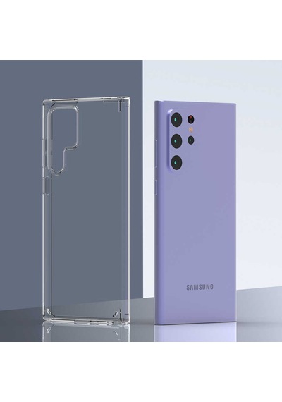 Samsung Uyumlu Galaxy S22 Ultra Kılıf Full Şeffaf Sararmaz Kapak Renksiz