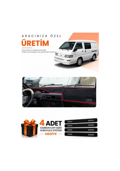 Mıtsubıshı L300 2000-2010 Uyumlu Torpido Koruma Örtüsü Oto Kılıfı - Siyah Kırmızı
