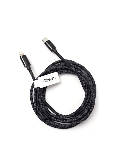 4berry Eco-cl Siyah Usb-c-lightning 2 M Örgülü Kablo 20 W Hızlı Şarj