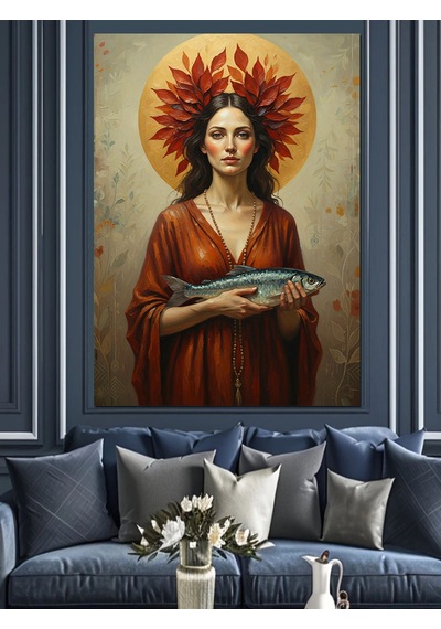 Ahşap Tablo Balık Vekadın Sanat Eseri