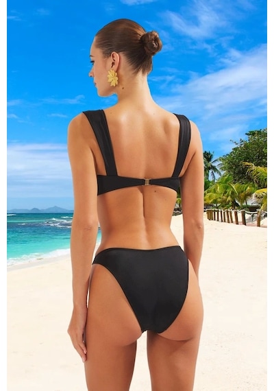 Ersefa Tasarım Bikini Takımı Uv Korumalı Şık Detaylı Klora Dayanıklı Pla Siyah