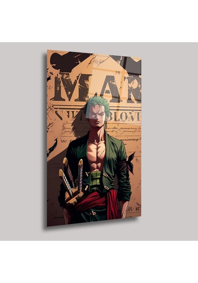 One Piece Roronoa Zoro Cam Tablo Anime Temalı Duvar Dekoru 35x5