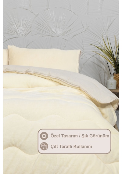 Elart Victor Comfort Uyku Seti Çift Kişilik Wellsoft 3 Parça 195x215 Cm Krem Krem