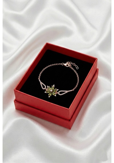 Çekirdekjewelry 925 Ayar Gümüş Zeytinyağı Taşlı Bileklik Pembe