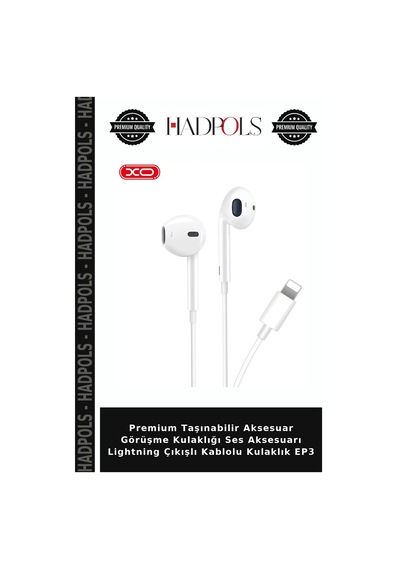 Premium Taşınabilir Aksesuar Görüşme Kulaklığı Ses Aksesuarı Lightning Çıkışlı Kablolu Kulaklık Ep3