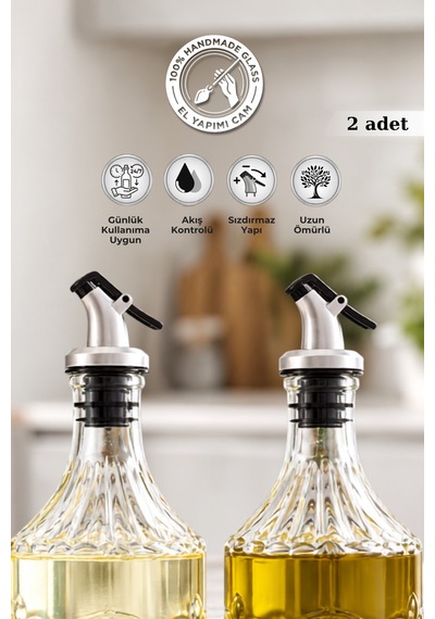 Selen Concept Akıllı Basmalı Yağdanlık Tıpası 2'li Set - Sızdırmaz Damlatmaz Universal Şişe Ağzı Gümüş