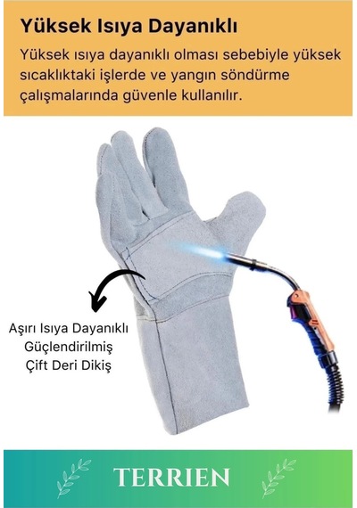 Premium Serisi Yanmaz Isıya Dayanıklı Eldiven Kaynak Yangın İçin Su Geçirmez Çok Amaçlı Deri Eldiven