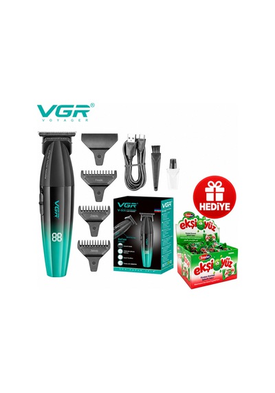 V-906 T-bıçaklı Saç Sakal Çizim Makinesi + Ekşi Yüz Sakız Hediyeli