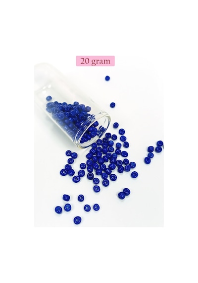 Dökme Cam Kum Boncuk Büyük Boy 6/0 4 Mm - 20 Gram - Koyu Mavi - Bnc103