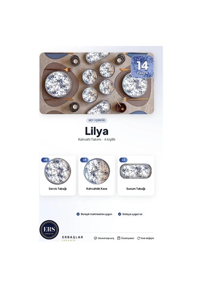 Lilya 14 Parça 6 Kişilik Kahvaltı Takımı Diğer