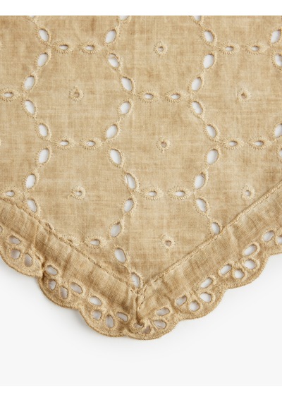 Koton Pamuklu Dantelli Üçgen Bandana Kahverengi 6sak50053aa Kahve