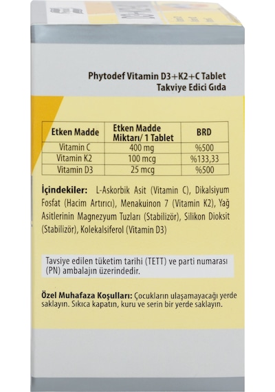 Phytodef D3 + K2 + C Vitamin 60 Tablet