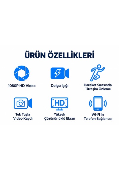 1080p Hd Video Aksiyon Kamerası Wifi İle Telefon Bağlantısı Hareket Sırasında Titreşim Önleme 2.0 İnç Ekran Dolgu Işığı