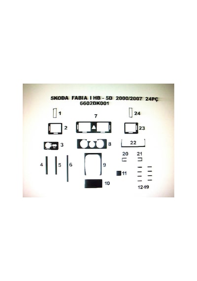Skoda Fabıa 1998-2006 24 Parça Torpido Kaplama Renk Karbon