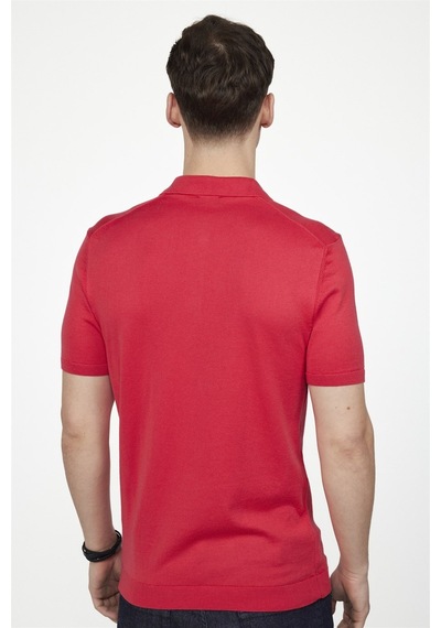 Tudors Erkek Slim Fit Dar Kesim Pamuklu Örme Triko Pembe Polo Yaka Tişört-27350-Pembe