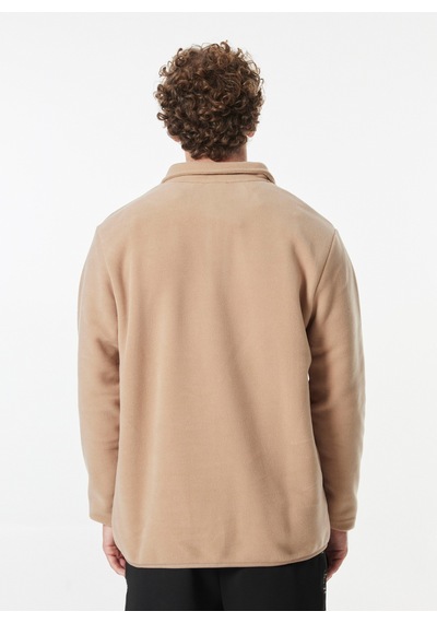 Jeep Bej Erkek Dik Relaxed Düz Polar Sweatshırt C4wm-swt4201