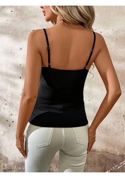 Veraura Lifestyle Kadın Ip Askılı Önden Çapraz Detaylı Ithal Krep Bluz siyah