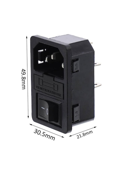 Koodmax 220v / 110v 10a Ac Power Güç Kaynağı Konnektörü - Erkek - Sigortalı - Anahtarlı