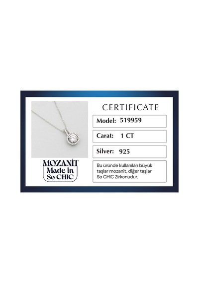 Mozanit Yansıması 18 Ayar Beyaz Altın Kaplama 46 Cm Gümüş Kolye Gümüş - Rodyum