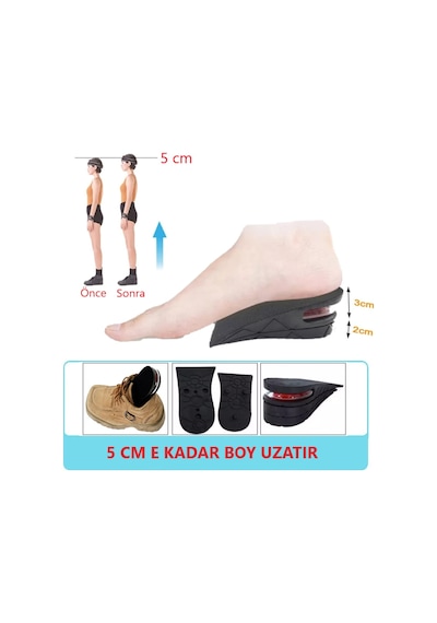 5 Cm Hava Yastıklı Boy Uzatıcı Tabanlık Uzatan Topuk Yükseltici