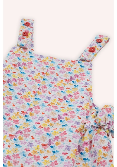 Kız Bebek Çiçek Detaylı Pembe Salopet 479637