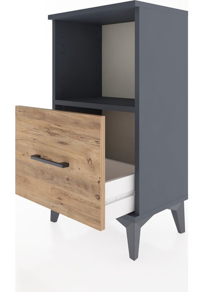 Arges Komodin Tek Çekmeceli 44x30x80 Antrasit-çam Antrasit