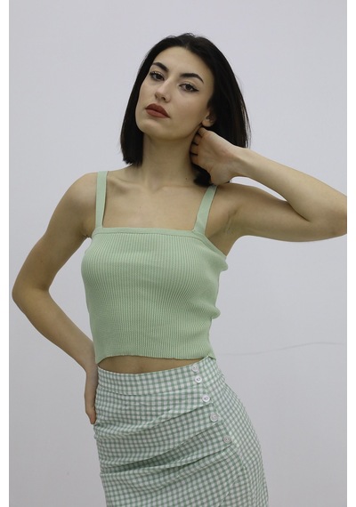 Askılı Triko Büstiyer Yeşil - P-019917 Çok Renkli