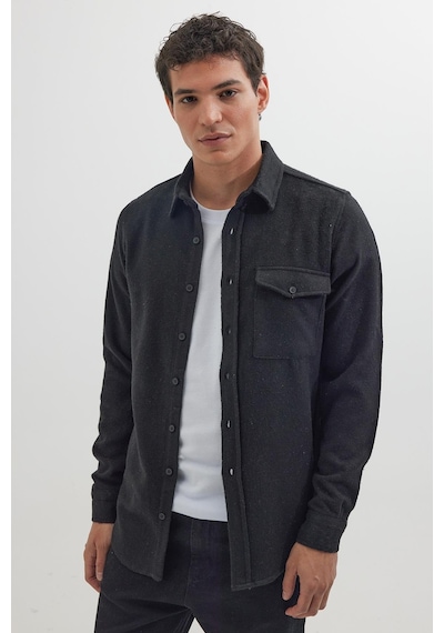 Tudors Erkek Slim Fit Tek Cep Kapaklı Düz Oduncu Spor Siyah Gömlek-41586 Siyah Tudors Erkek Slim Fit Tek Cep Kapaklı Düz Oduncu Spor Siyah Gömlek-41586 Siyah