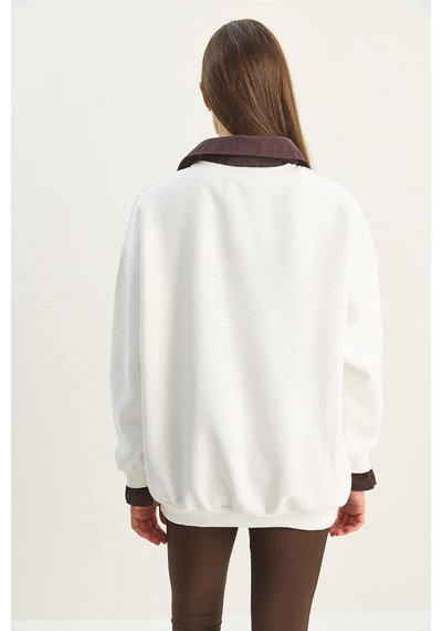 Shade Kadın Gömlek Yaka Nakışlı Üç İplik Şardonlu Oversize Sweatshirt 10020 60283675 - Ekru-kahverengi Çok Renkli Shade Kadın Gömlek Yaka Nakışlı Üç İplik Şardonlu Oversize Sweatshirt 10020 60283675 - Ekru-kahverengi Çok Renkli