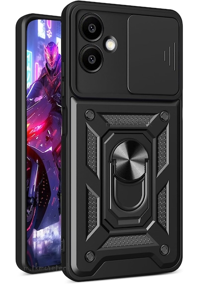 Samsung Galaxy Uyumlu A06 Kılıf Kamera Korumalı Sürgülü Yüzüklü Zırhtank
