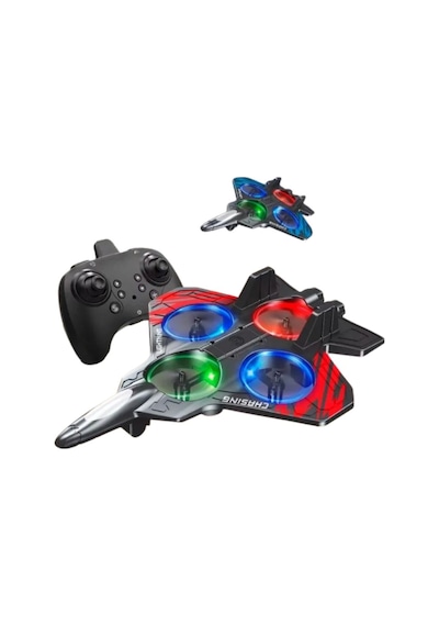 Uzaktan Kumandalı Led Işıklı Drone Uçak 360 Derece Dönüş Özellikli Oyuncak Drone Renkli