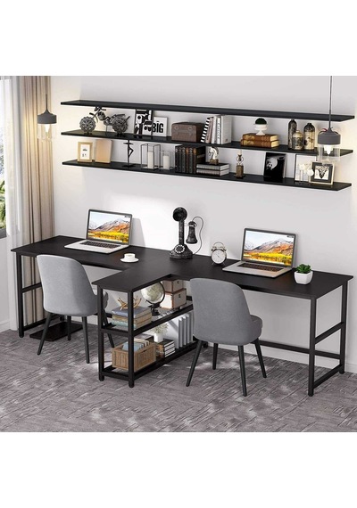 Zizuva  Zizuva Tasarım Kitaplıkla Bölmeli Modern 2 Kişilik Çalışma Masa  (541151256)