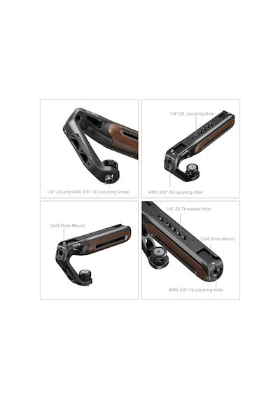 Smallrig 5252 Ahşap Üst Sap, 1/4''-20 Ve Arrı 3/8''-16 Konumlandırma Vidası İle Birlikte