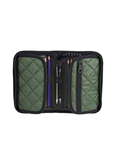 Jacbag Cover Soft-sert Kapaklı Ayraçlı Kapitone Kalem Kutusu Cover Soft-haki renkli