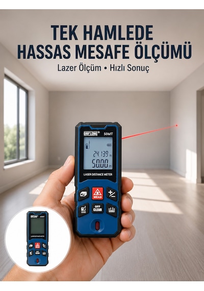 Lazer Metre 50 Mt Hassas Ve Hızlı Ölçüm Özellikli Yeni Nesil - Lisinya