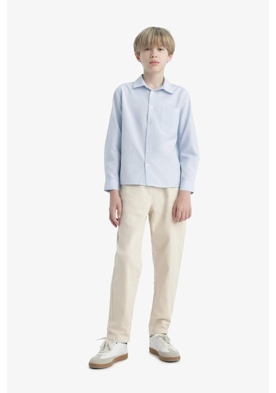 Defacto Erkek Çocuk Okula Dönüş Regular Fit Polo Yaka Oxford Uzun Kollu Gömlek F3268a825aube793 Mavi