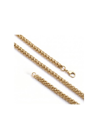 Premium Parlak Ve Şık Hasır Örgü Erkek Çelik Kolye 6mm 55cm 3183eck018 - Gold Renk Altın