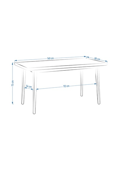 Vilinze Avanos Ahşap Sabit Mdf Traverten Mutfak Masası - 80x140 Cm