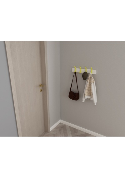 Hepsi3boyutlu Modern Duvar & Kapı Kanca Askılık - 4 Adet Sarı Kanca Askılık - Model No : 1 Sarı