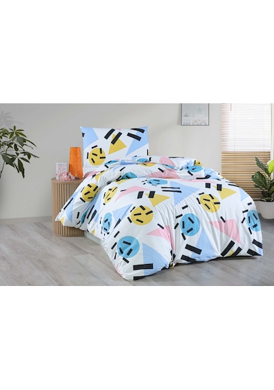 Menderes Home Cotton Collection Ranforce Tek Kişilik Nevresim Takımı Emoji