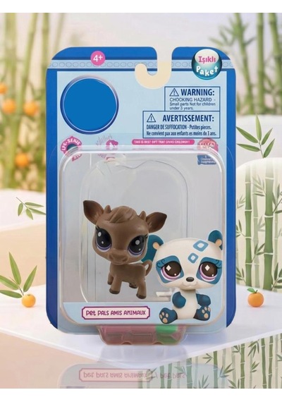 4 Parça Minişler Pet Shop Işıklı Toplu Kutulu Tekli Oyuncak Figürü - 2 Aksesuarlı Miniş Geyik